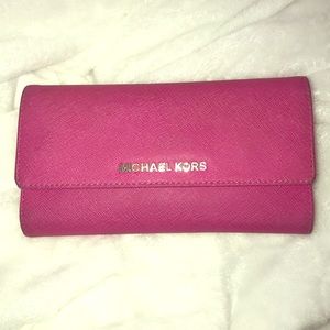 Micheal Kors HOT PINK checkbook wallet